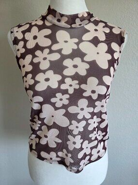 Rebellious Dreamer Crop Cropped Top Mesh Daisy Sheer Sleeeless Size S M Y2K